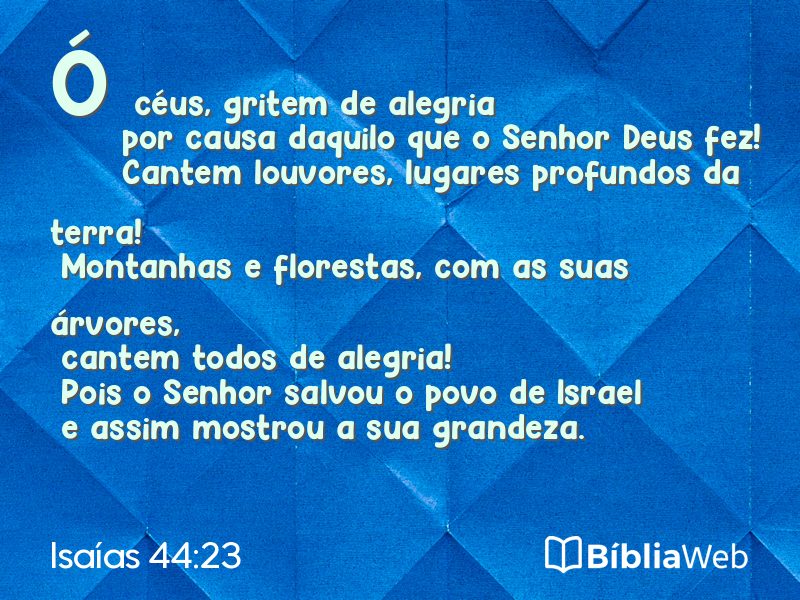 Isaías 44:23 em imagem para compartilhar