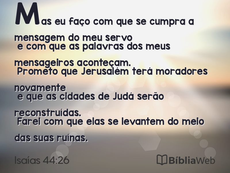 Isaías 44:26 em imagem para compartilhar