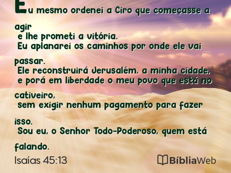 Isaías 45:13 em imagem para compartilhar