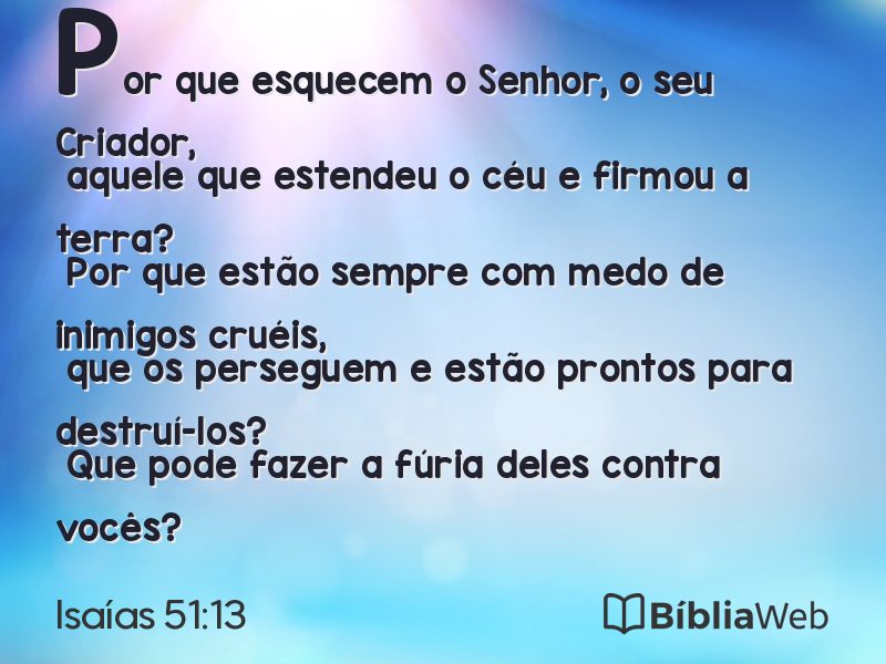 Isaías 51:13 em imagem para compartilhar