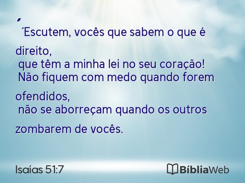 Isaías 51:7 em imagem para compartilhar