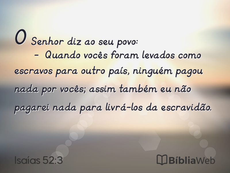 Isaías 52:3 em imagem para compartilhar