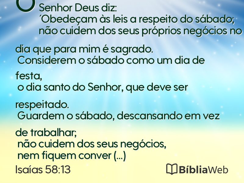 Isaías 58:13 em imagem para compartilhar