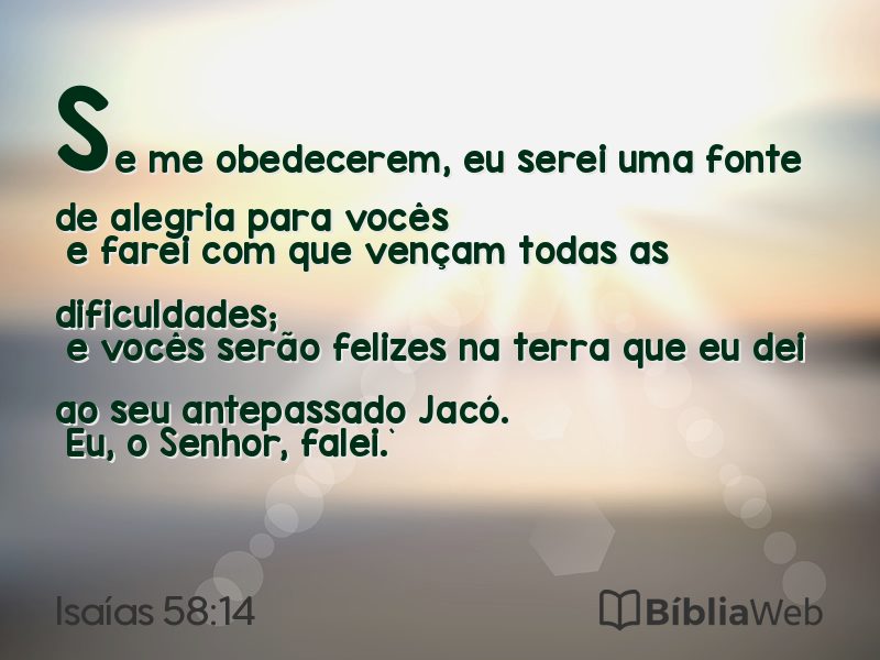 Isaías 58:14 em imagem para compartilhar