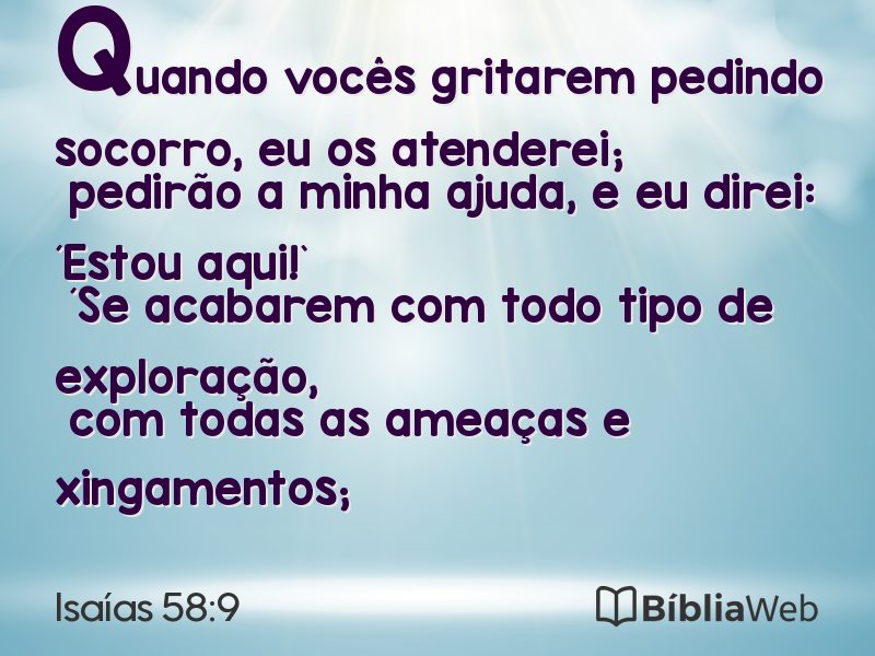Isaías 58:9 em imagem para compartilhar