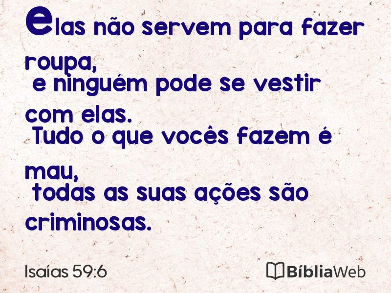 Isaías 59:6 em imagem para compartilhar