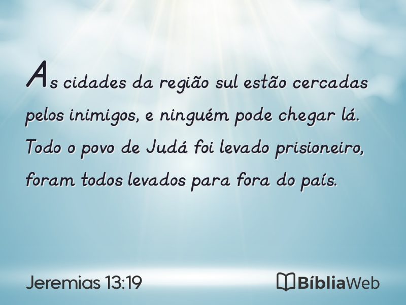 Jeremias 13:19 em imagem para compartilhar