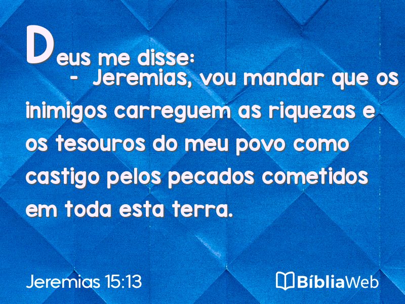 Jeremias 15:13 em imagem para compartilhar