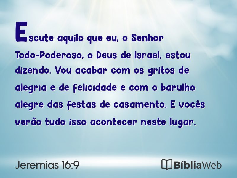 Jeremias 16:9 em imagem para compartilhar