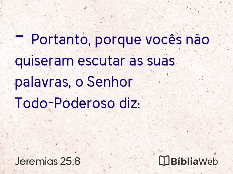 Jeremias 25:8 em imagem para compartilhar