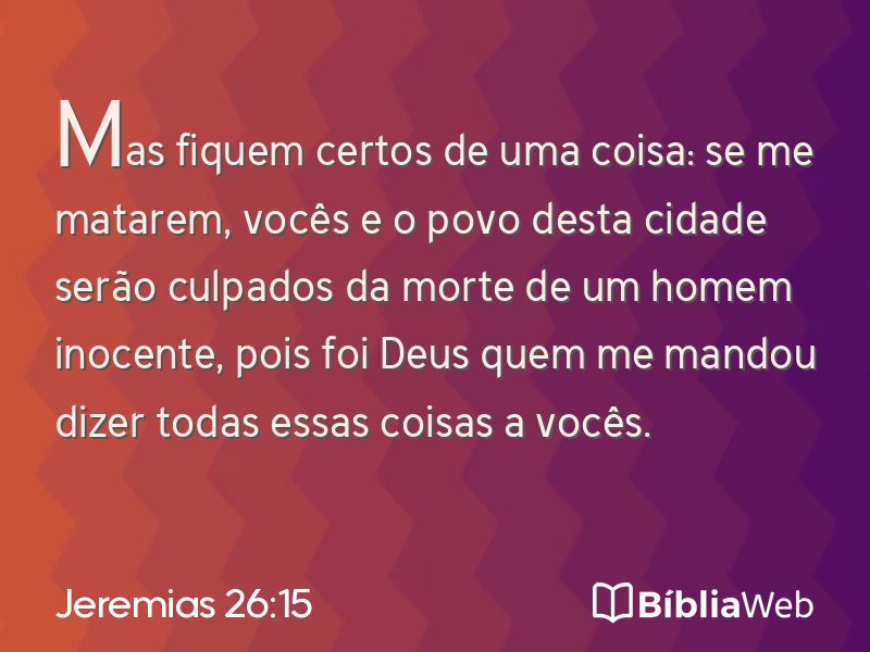 Jeremias 26:15 em imagem para compartilhar