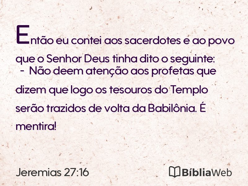 Jeremias 27:16 em imagem para compartilhar
