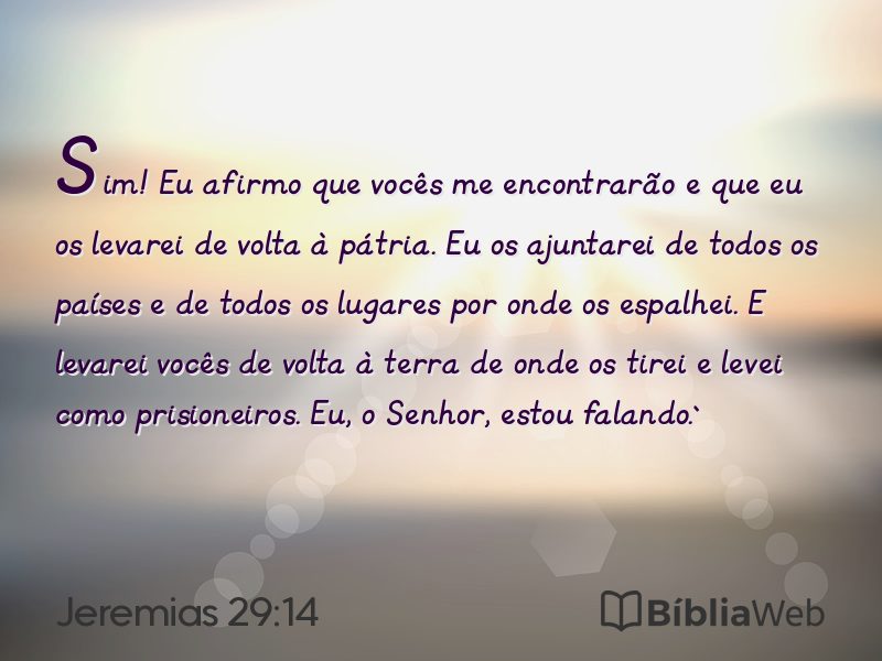 Jeremias 29:14 em imagem para compartilhar