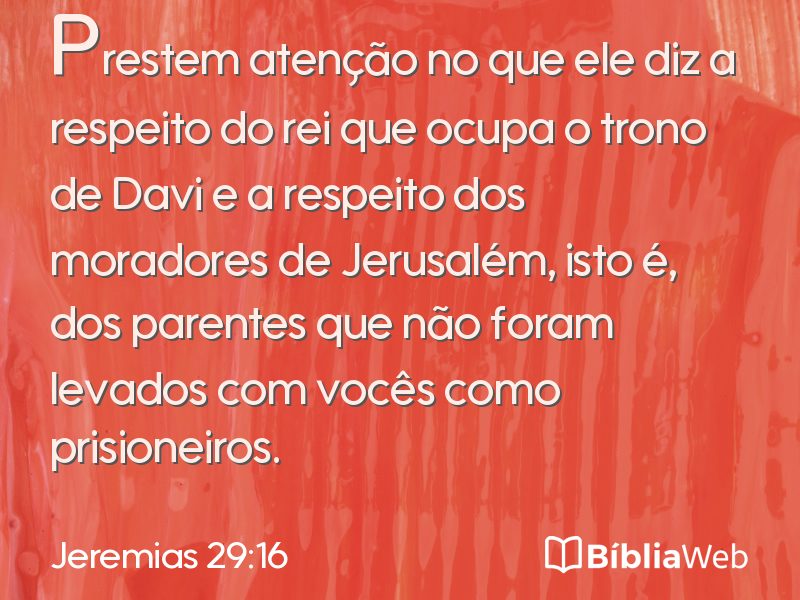 Jeremias 29:16 em imagem para compartilhar