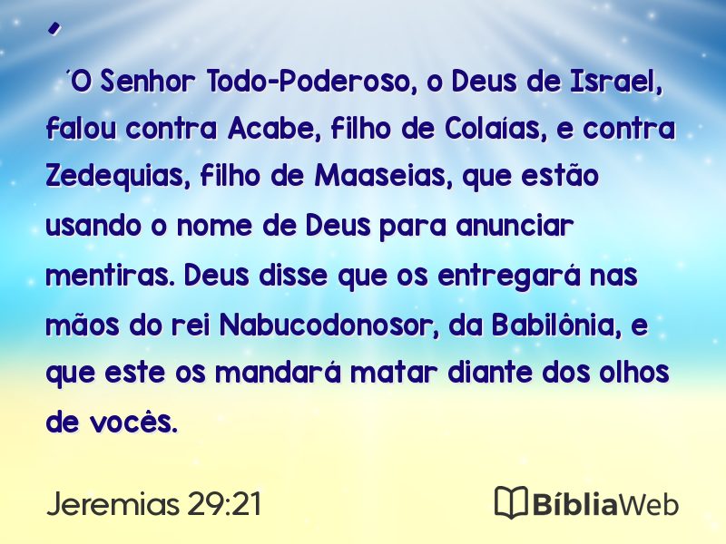 Jeremias 29:21 em imagem para compartilhar