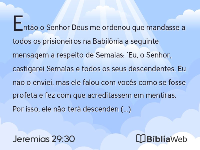 Jeremias 29:30 em imagem para compartilhar