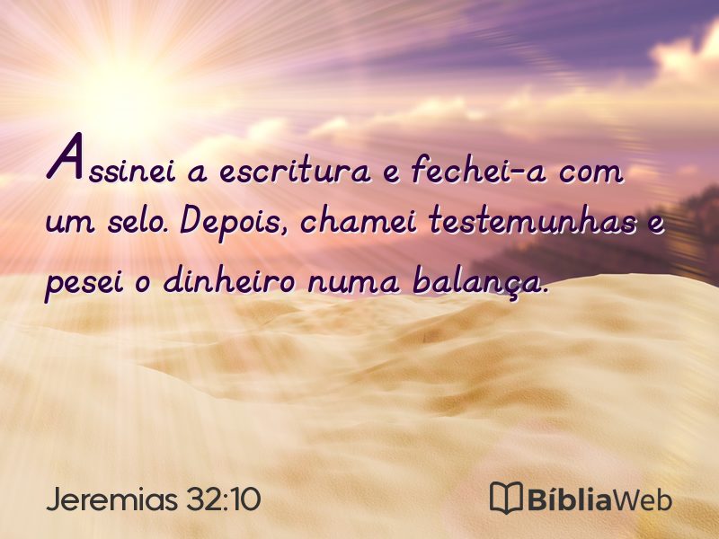 Jeremias 32:10 em imagem para compartilhar
