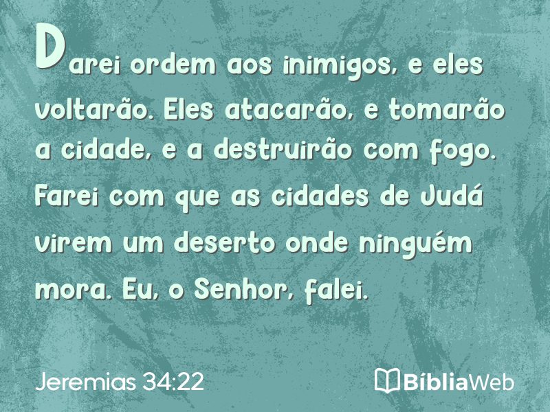 Jeremias 34:22 em imagem para compartilhar