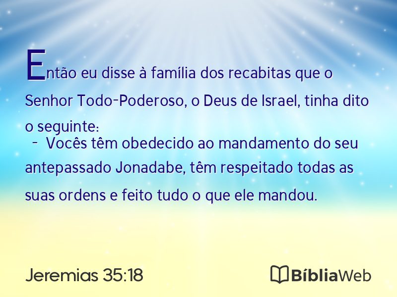 Jeremias 35:18 em imagem para compartilhar