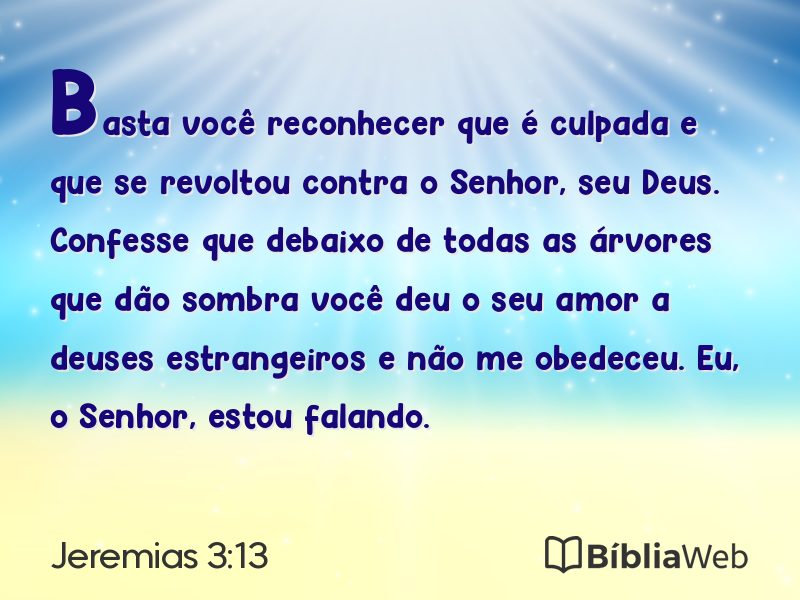 Jeremias 3:13 em imagem para compartilhar