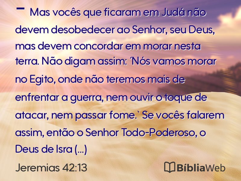 Jeremias 42:13 em imagem para compartilhar