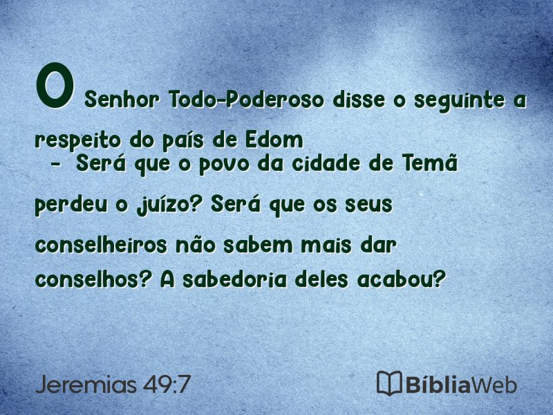 Jeremias 49:7 em imagem para compartilhar