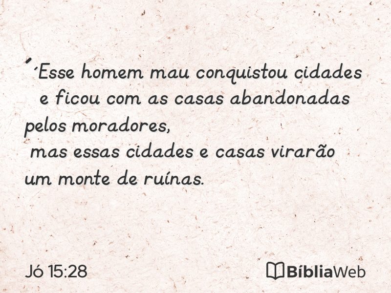 Jó 15:28 em imagem para compartilhar