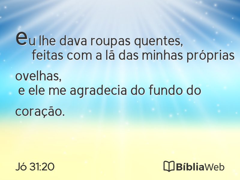 Jó 31:20 em imagem para compartilhar