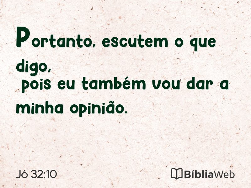 Jó 32:10 em imagem para compartilhar