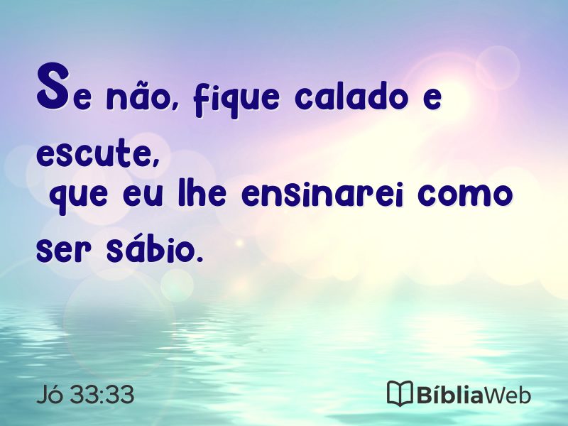 Jó 33:33 em imagem para compartilhar
