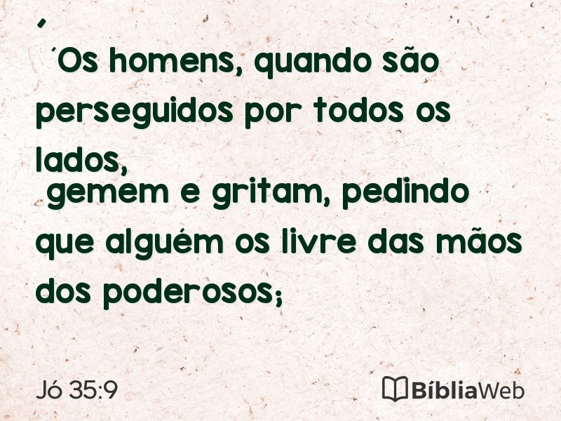 Jó 35:9 em imagem para compartilhar