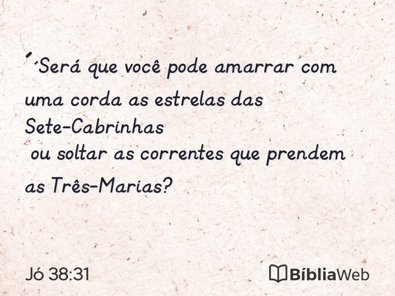 Jó 38:31 em imagem para compartilhar