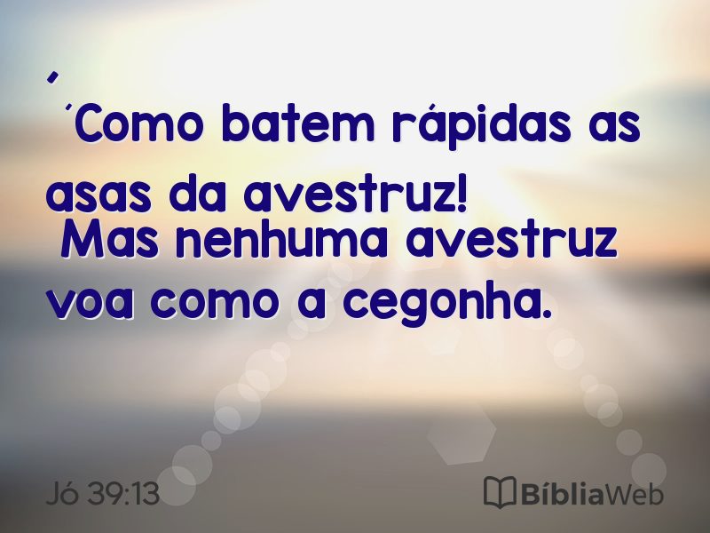 Jó 39:13 em imagem para compartilhar