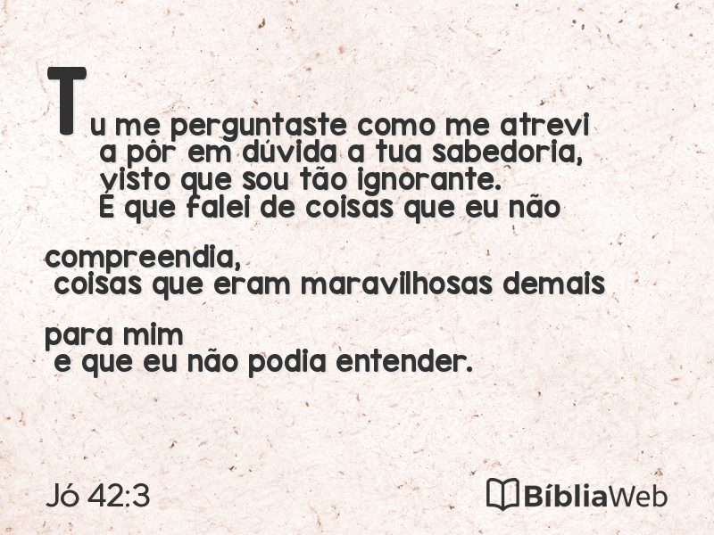 Jó 42:3 em imagem para compartilhar