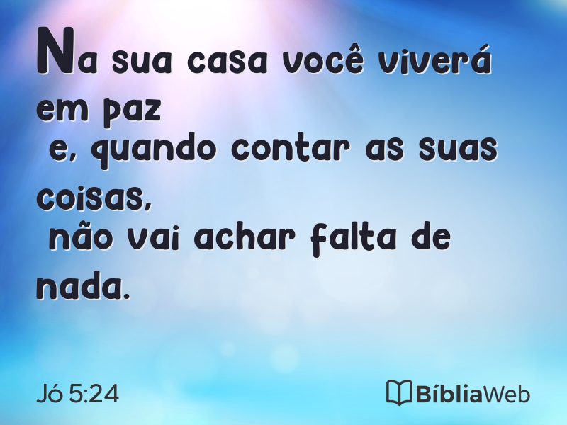 Jó 5:24 em imagem para compartilhar