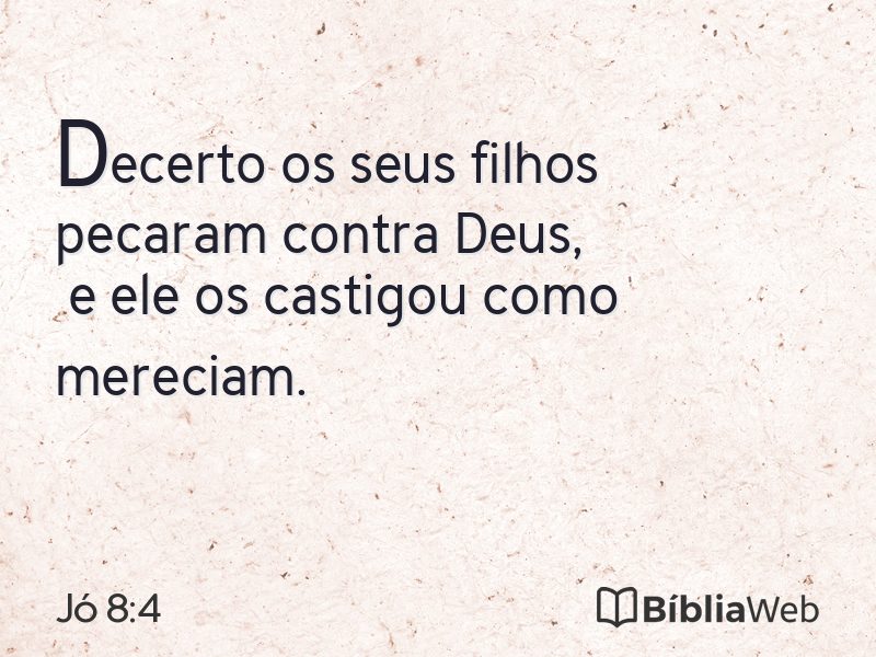 Jó 8:4 em imagem para compartilhar