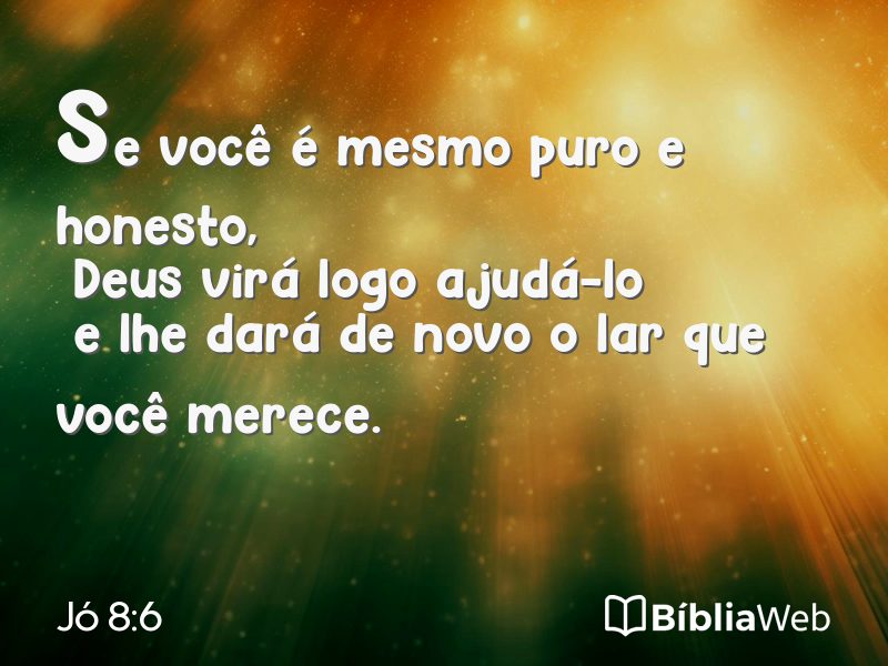 Jó 8:6 em imagem para compartilhar