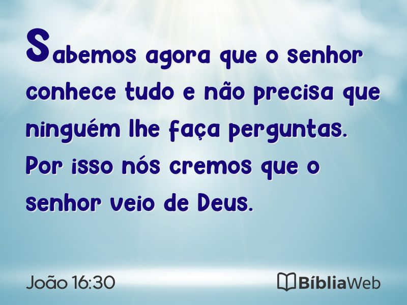 João 16:30 em imagem para compartilhar
