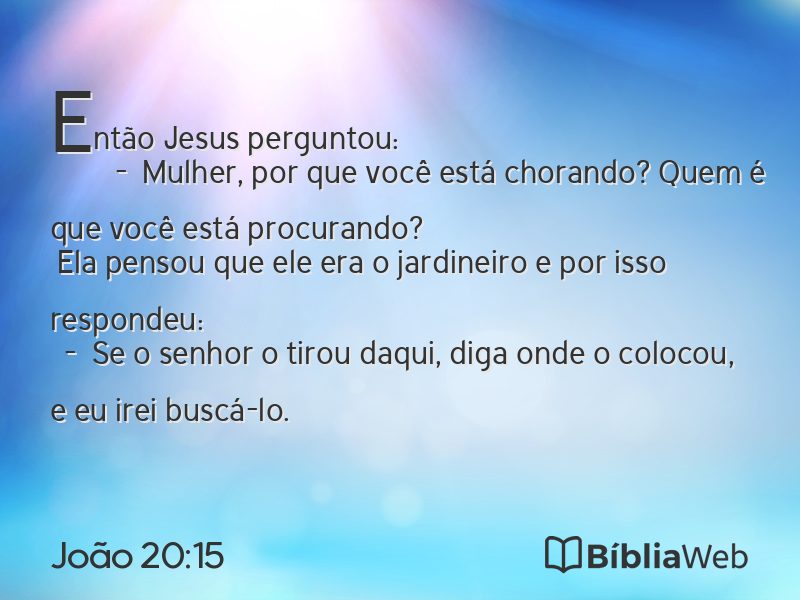 João 20:15 em imagem para compartilhar