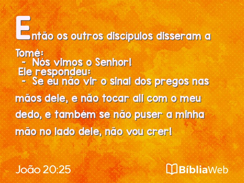 João 20:25 em imagem para compartilhar