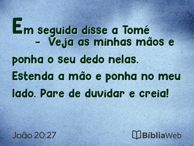 João 20:27 em imagem para compartilhar