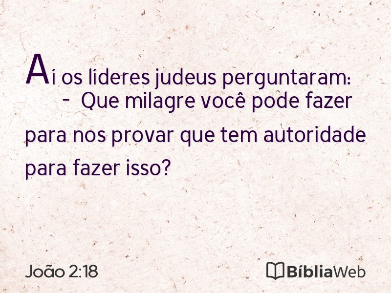 João 2:18 em imagem para compartilhar