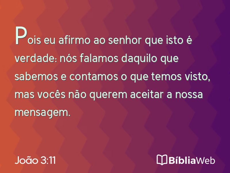 João 3:11 em imagem para compartilhar