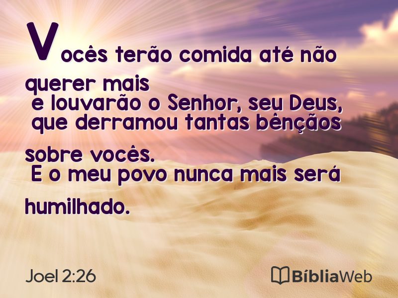 Joel 2:26 em imagem para compartilhar