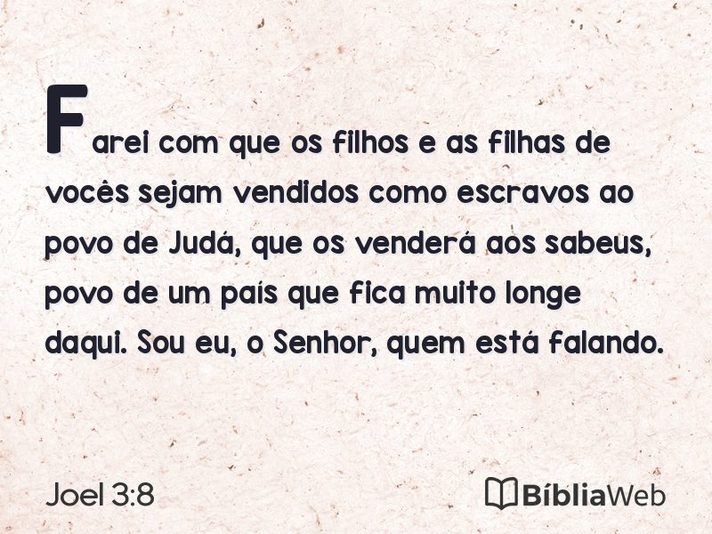 Joel 3:8 em imagem para compartilhar