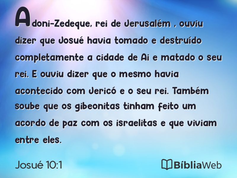 Josué 10:1 em imagem para compartilhar