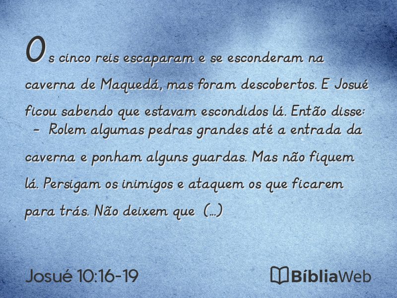 Josué 10:16-19 em imagem para compartilhar