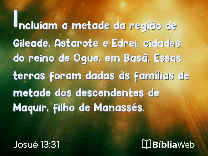 Josué 13:31 em imagem para compartilhar