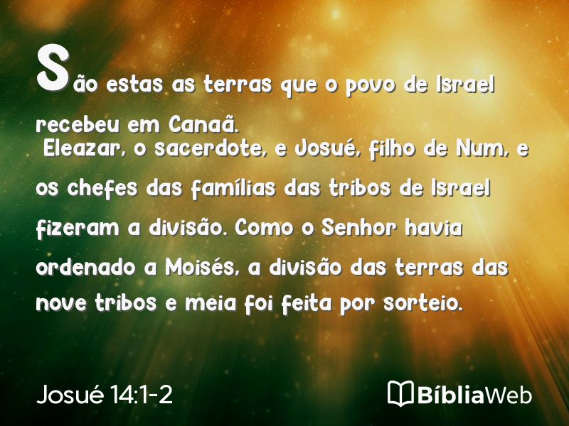Josué 14:1-2 em imagem para compartilhar