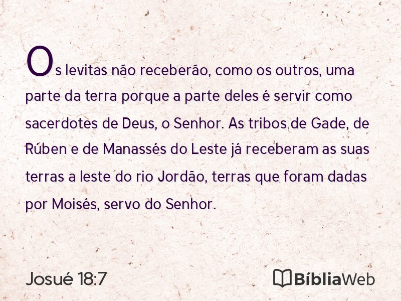 Josué 18:7 em imagem para compartilhar